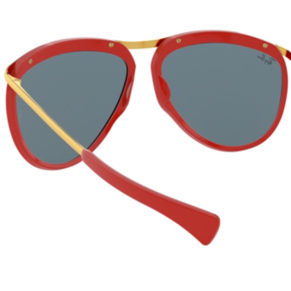 NEW RAY BAN RB 2219 OLYMPIAN AVIATOR 1243/R5 Polished Red-Gold/Blue 59mm - Picture 8 of 10